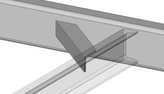 an angled view of a steel beam with the end section cut out and pointing upward