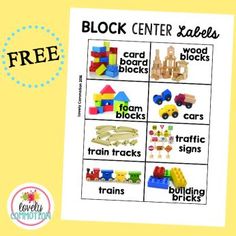 a printable block center game for toddlers with legos and building blocks on it