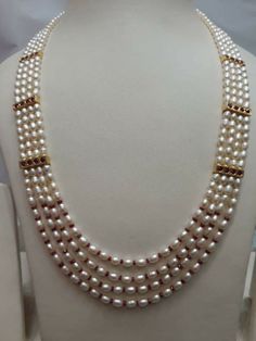 Multistrand pearls Pearl Mala Designs, Pearls Jewelry Indian, Pearls Mala, Pearl Mala, Gold Pearl Jewelry, Jewelry Set Design