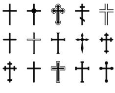 the different types of crosses are shown in black and white