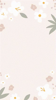 a pink background with white flowers and green leaves on the bottom right corner is an empty space for text