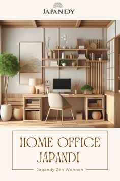 the japanese home office is clean and organized