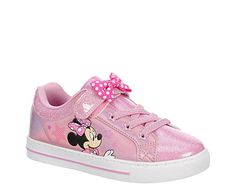 Disney Minnie Mouse Little/Big Kid Girls' Sneaker Make her day with the Minnie Mouse girls' Sneaker ! The cool graphics from Disney along with glittery accents and a bow ensure squeals of delight with every wear. Synthetic upper  Hook/loop closure  Bow detail   Cushioned footbed  Traction outsole Disney Pink Round Toe Sneakers, Pink Disney Sneakers With Round Toe, Pink Minnie Mouse Low-top Sneakers, Casual Pink Minnie Mouse Sneakers, Cool Graphics, Minnie Mouse Girl, Mini Mouse, Rack Room, Rack Room Shoes