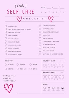 Digital Download _ Printable A calming purple themed self-care checklist. Perfect to plan your best days with self-care and love in mind.  Suggestions and prompts of positive actions to empower your daily life.  Adding a little self-care into your daily life can have such a positive impact  - Mood boost  - Productivity  - Increase in organisation and time management  - Better quality of sleep  - Health benefits  We live one life, why not live it with a daily dose of happiness, using your self-care checklist to embed your new way of life Self Care Steps, Weekly Self Care Plan, What To Do On Self Care Days, Daily Things To Do, A Month Of Self Care, What Have You Done This Year List, Self Care Day List, Daily Self Care Routine Checklist, Productive Self Care