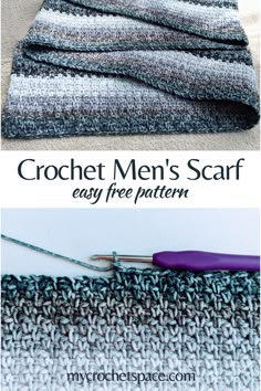 the crochet men's scarf is easy to make