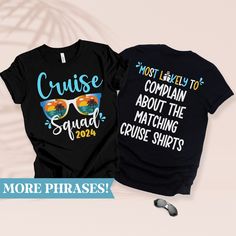 Introducing our Custom Family Cruise Squad Shirt for 2023 with a front and back design! Get ready to set sail in style with this matching cruise shirt, the perfect choice for your family vacation. Front design is customizable.  ------------------------------------------------------------------------------------------------------ 1. MAKE SURE THAT YOU HAVE READ ALL PERTINENT INFORMATION AND YOU HAVE SCROLLED THROUGH ALL OF THE PHOTOS. 2. ONCE THAT HAS BEEN COMPLETED, PICK YOUR SHIRT STYLE, SIZE, AND COLOR FROM THE DROPDOWN MENUS. 4. IF YOU HAVE MORE ITEMS TO ORDER, HIT THE BACK BUTTON AND REPEAT. 5. ONCE EVERYTHING IS IN YOUR CART, SELECT YOUR SHIPPING METHOD, INPUT YOUR CORRECT ADDRESS, AND HIT SUBMIT. 6. ENJOY :) ------------------------------------------------------------------------ OTH Family Vacation Tshirt, Cruise Shirts Funny, Vacation Tshirt, Washing And Drying Machine, Vacation Tshirts, Family Cruise Shirts, Cruise Shirts, Tshirt Custom, Cruise Shirt