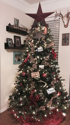 a decorated christmas tree in a living room