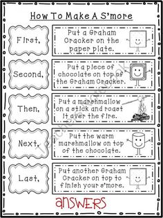 a printable worksheet with instructions to make a smore