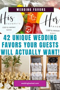 wedding favors with the words 42 unique wedding favors you'll actually want to have