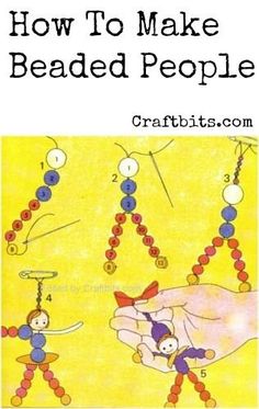 an image of how to make beaded people with beads and beads on the hands