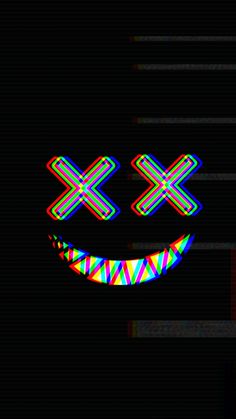 an image of a smiley face with cross marks on it's eyes in the dark