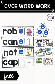 the cvce word work booklet is shown with pictures and words to be used on it