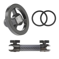 an image of the front wheel hubs and mounting kit for a bicycle with two rings