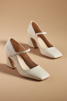 Find ANTHROPOLOGIE Square-toe Mary Jane Heels on Editorialist. Leather upper, insole, sole Buckle styling Imported Square-Toe Mary Jane Heels in Black, Women's, Size: 7, Leather White Mary Janes, Bride Heels, Church Fits, Wedding Shoes Bride, Buy Bags, Dream Wedding Ideas Dresses, Shoes Heels Wedges, Mary Jane Heels, Bride Wear