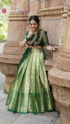 Pattu Half Saree Designs, Pattu Half Saree, Saree Designs Latest, Suit Sharara, Silk Half Saree, Best Indian Wedding Dresses, Lehenga Saree Design, Simple Lehenga, Bridal Sarees South Indian