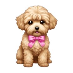 a cute little dog with a pink bow tie on it's collar, sitting down