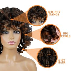 Edges Hairstyles, Wigs For Black Women Short, Short Curly Afro, Curly Wigs For Black Women, Curly Afro Wig, Black Curly Wig, Natural Looking Wigs, Big Curls