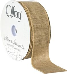 a roll of burlock ribbon with white trim on the side and gold foil