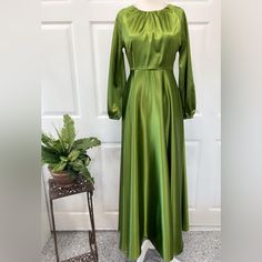 Brand New Custom Made Maxi Dress. Beautiful Charmeuse Satin Maxi Dress For A Wedding, Bridesmaid, Church Etc. Material Is Beautifully Soft And The Style Is Flattering. Designed As A Bridesmaid Dress But Was The Wrong Color Green So This Dress Was Never Worn Candy Apple Green, Dress For A Wedding, Green Maxi Dress, Custom Candy, Green Maxi, Candy Apple, Satin Maxi, Satin Maxi Dress, Wedding Bridesmaid