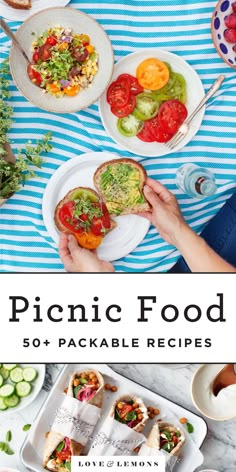 the cover of picnic food 50 + packable recipes