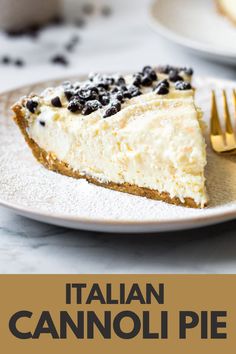 no - bake cannoli pie with chocolate chips on top