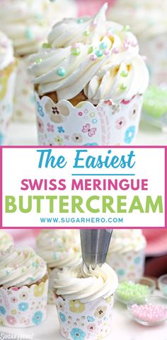 the easyest swiss meringue buttercream recipe for cupcakes and muffins