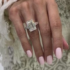 Elongated Baguette Engagement Ring, 8 Carat Emerald Engagement Ring, Emerald Ring With Baguettes, Emerald With Baguettes, 3 Stone Emerald Engagement Rings, Emerald Cut With Baguettes, Emerald Cut Diamond Rings, Diamond Cut Engagement Ring, Diamond Ring Emerald