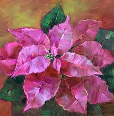 a painting of a pink poinsettia flower