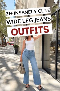 T Shirt And Wide Leg Jeans, Wide Leg Jeans And Heels Outfit, Wide Leg Jean Fall Outfit, Widelegjeans Outfit Summer, How To Style Wide Jeans, Crop Wide Leg Jeans Outfit, Light Wash Wide Leg Jeans Outfit, Wife Leg Jeans Outfit, Super Wide Leg Jeans Outfit