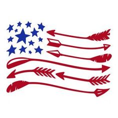 an american flag with red, white and blue stars is shown in the shape of arrows