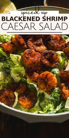 a salad with shrimp and lettuce in it