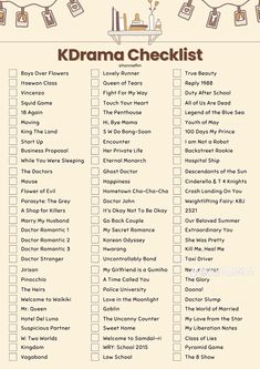 the kdrama checklist is filled with things to do