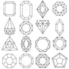 Jewel Drawing, Gem Drawing, Diamond Outline, Crystal Drawing, Outline Design, Shape Templates, Art Jewelry Design, Jewellery Design Sketches, Gemstone Art