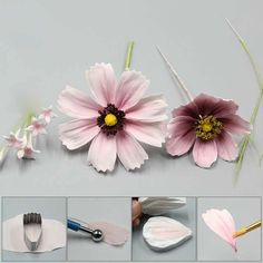 the flowers are being made with different tools