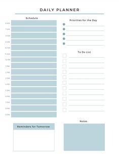 the daily planner is shown in light blue and has two tasks to do on it