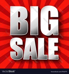 big sale sign on red background with rays