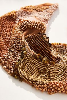 Silk, glass beads, sequins, embroidery thread Snap styling Imported | Dupont Scarf Necklace by Mignonne Gavigan in Beige, Women's, Silk/Glass at Anthropologie Beaded Scarf Necklace, African Inspired Jewelry, Buckle Necklace, Ornaments Jewelry, Beaded Scarf, Mignonne Gavigan, Extraordinary Jewelry, Silk Necklace, Scarf Necklace