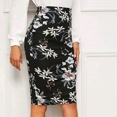 3/$15 Bundle And Save Shein Botanical Print Pencil Skirt Women Size 2, X-Small New Never Worn Knee Length Midi Skirt Classic Beauty Elegant Printed Skirt, Floral Print Pencil Skirt For Work, Spring Printed Pencil Skirt, Casual Floral Print Skirt For Work, Casual Floral Print Pencil Skirt, Spring Office Pencil Skirt In Black, Casual Pencil Skirt With Floral Print, Floral Print Knee-length Skirt For Work, Workwear Floral Print Knee-length Skirt