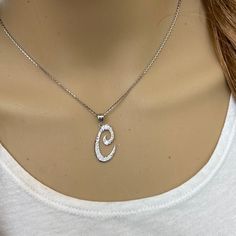 Description: 925 Sterling Silver Cursive Initial Letter C Pendant Necklace Item No.: H794* Metal Type: 925 Sterling Silver With Stamped 925 Metal Color: Silver Measurement: Pendant's Height With Bale: 1.11 In Width: 0.48 Inch Available In Any Letter From A-Z Rolo Chain Available In 16", 18", 20", 22" Note: Made To Order. Please Allow 7-10 Days To Be Shipped. C Letter Necklace, White Gold Necklaces Stamped 925, C Necklace Initial, C Initial Necklace, Letter C Necklace, C Necklace, Shine Jewelry, Letter C, Initial Letter