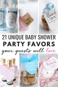 baby shower party favors with the words 21 unique baby shower party favors your guests will love