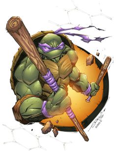 a drawing of a teenage mutant holding a baseball bat