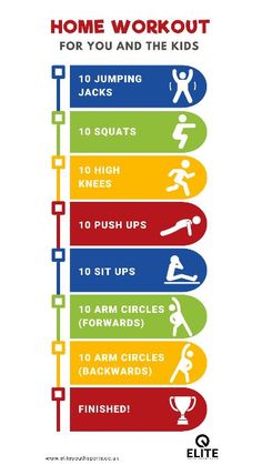 an exercise poster with the words home workout for you and the kids to do it