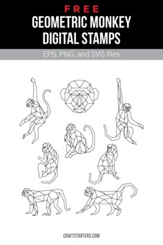 geometric monkey digital stamps and svg files