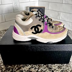 Authentic Chanel Sneakers Worn Twice - Excellent Condition Comes With Receipt And Original Boxes And Dust Bags *No Creases Or Visible Signs Of Wear* Chanel Trainers, Shoes Chanel, Chanel Sneakers, Trainer Sneakers, Chanel Shoes, Womens Shoes Sneakers, Sneakers Fashion, Dust Bag, Shoes Sneakers