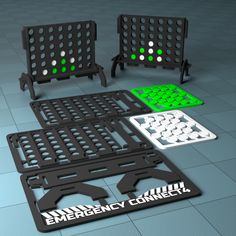 an image of some type of emergency connection set up on the floor with green lights