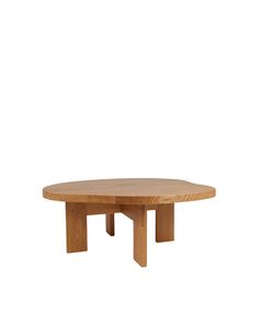 an oval wooden table with two legs on the top and one leg extended to the side