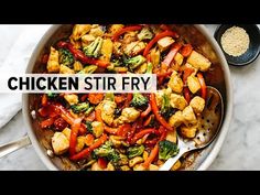 the chicken stir fry is ready to be eaten