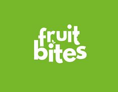 the words fruit bites on a green background