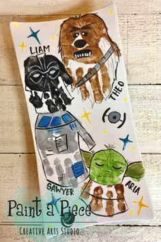 a star wars themed dish with the words paint a piece on it and an image of chew