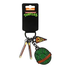 a keychain with a teenage mutant turtle on it's front and back ends